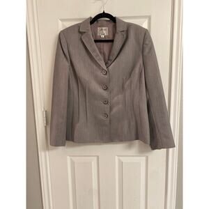 Collections by Le Suit Grey, four-button Structured Blazer Jacket 14 Office